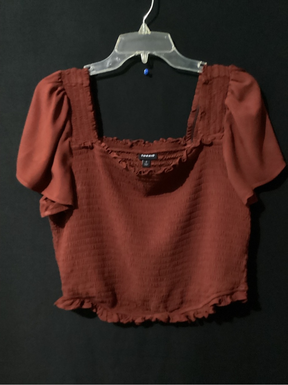 torrid Rust Red Square-Neck Puff Sleeve Crop Top